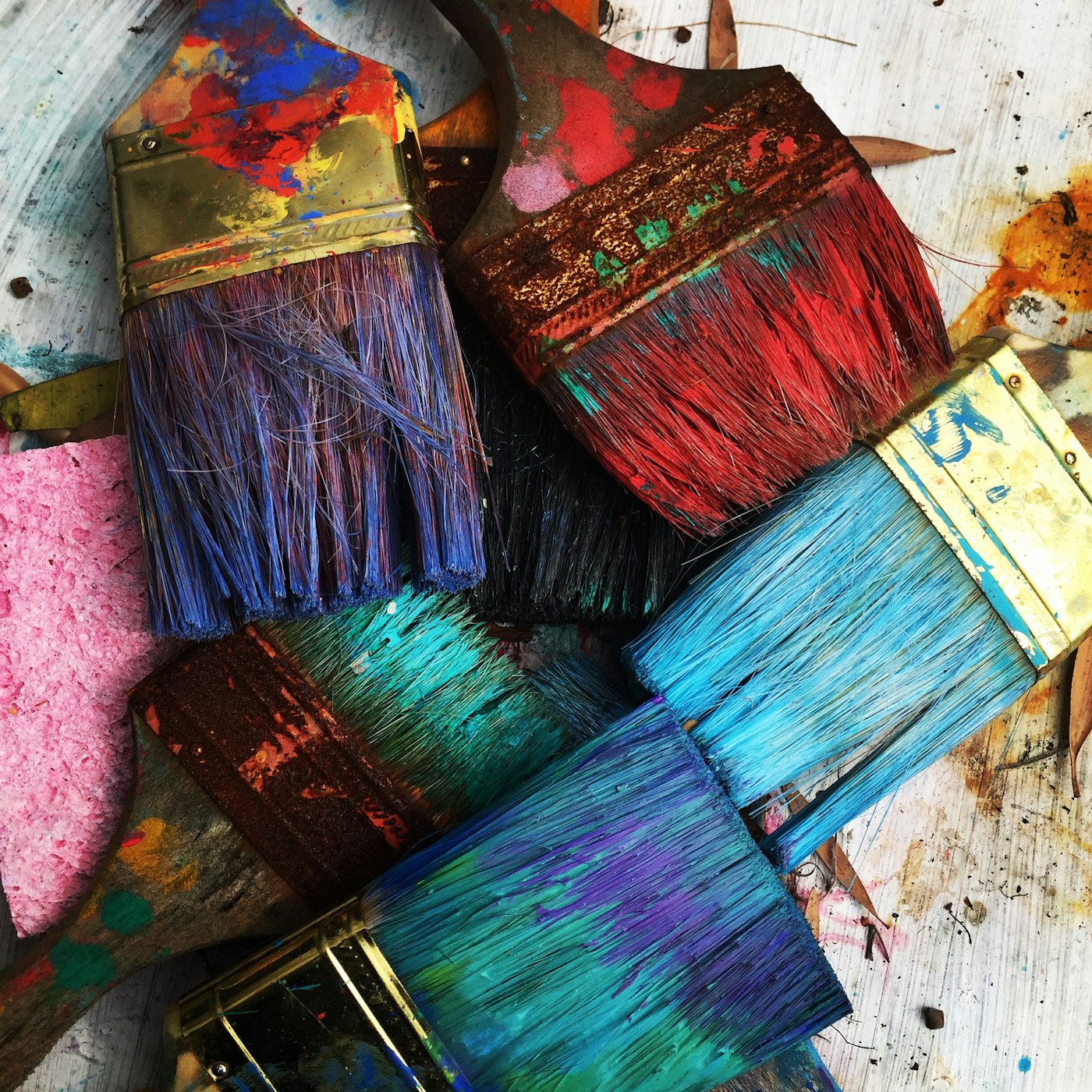 Handmade craft tools and materials on a table