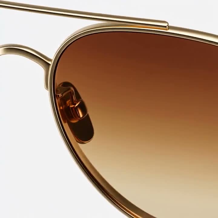 Gold aviator sunglasses packshot used as AmazVid eyewear reference