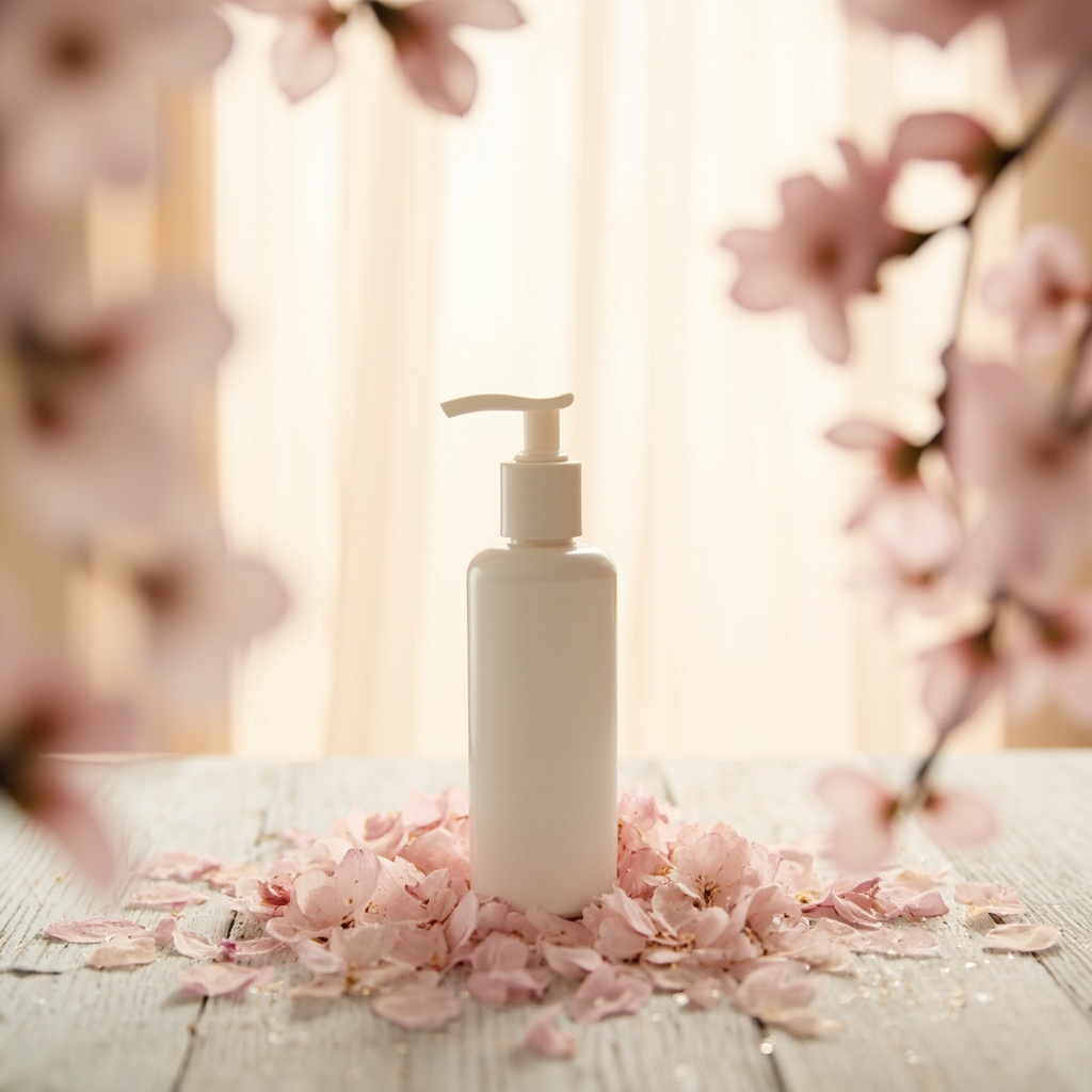 Spring petals product ad rendered from text prompt only — no SKU photo needed